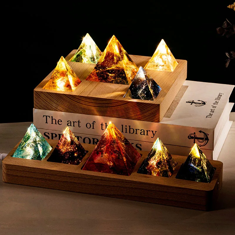 سبعة ألوان المزجج الهرم كريستال زخرفة سبعة نجوم الخرز النجوم ليلة ضوء الفاخرة إكسسوارات ديكور منزلي هدايا مضحكة