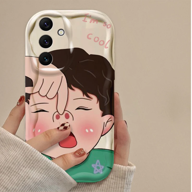 Funny Boy Cute Girl Wave Soft Phone Case for Samsung Galaxy A16 A06 A55 A35 A25 A15 A05 A05S A54 A34 A24 A14 A73 A53 A33 A23