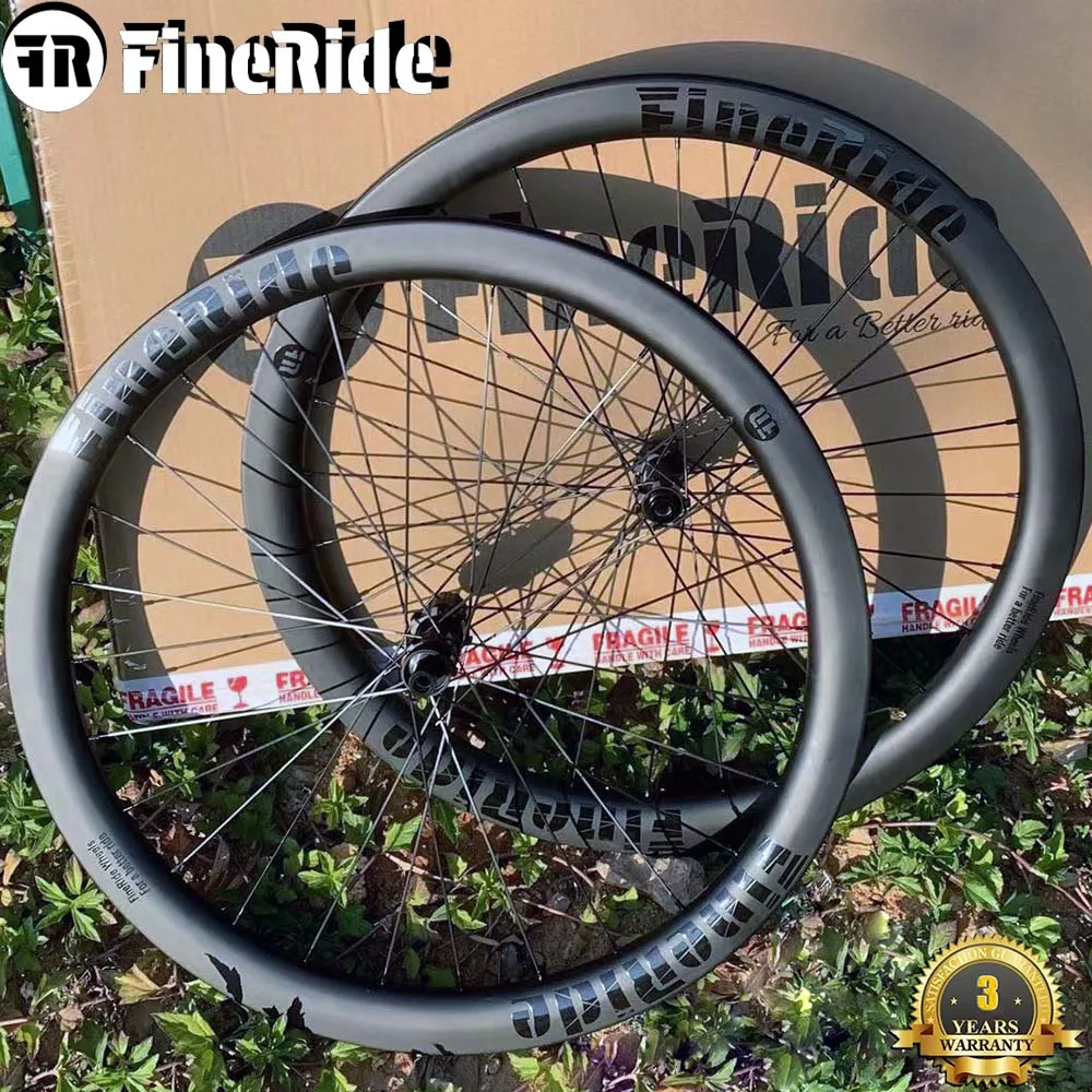 AliExpress FineRide 35/45/55mm Carbon Road Bike Wheelset 700C Flat Road Racing Gravel Bicycle Wheels UD Matte Tubuless 36T Ratchet Disc Brake Wheels