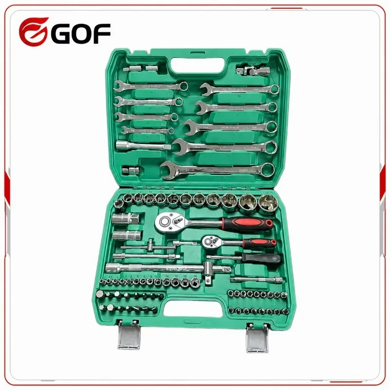 82pcs Carbon Steel CR-V Auto Repair Tool Kit Mechanics Hand Tools with Socket Wrench Combination Hard Case