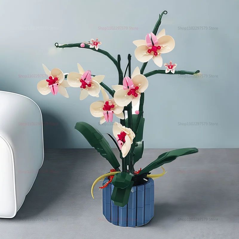 Фирменная Новинка, 600 + шт., набор строительных блоков «сделай сам», орхидея, бонсай, креативная модель растения в горшке, детские подарки на день рождения, забавные игрушки для взрослых