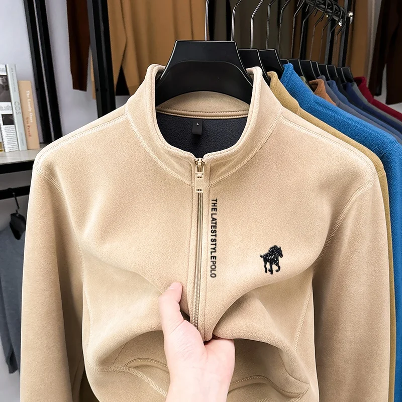 حار بيع الفاخرة جودة الرجال الوقوف طوق سستة معطف جديد وصول مريحة الحصان طباعة سترة الشتاء الأعمال الرجالية