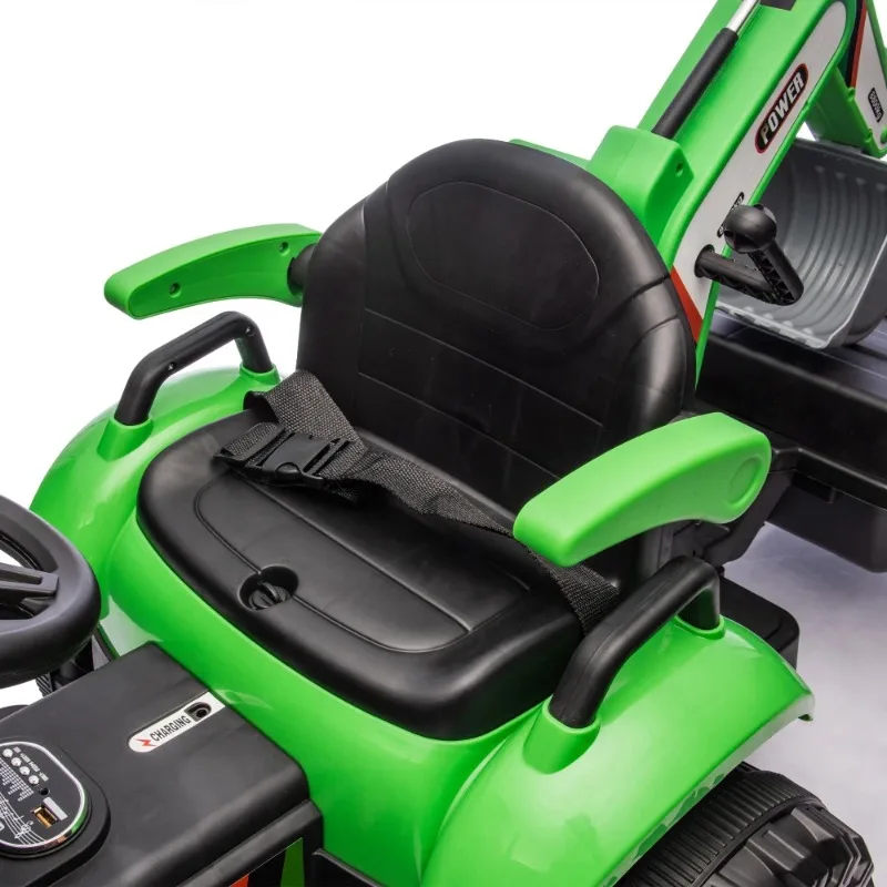 Elektryczny traktor dla dzieci 24V z 4 w 1 funkcjami budowlanymi, pilotem, 3 prędkościami, muzyką, światłami LED, dla dzieci od 3 lat