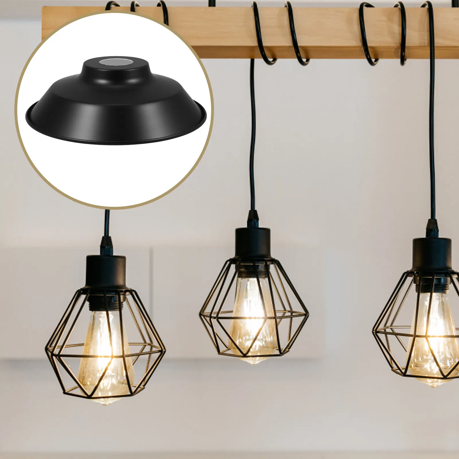 Black Vintage Iron Pendant Lamp Shade Single Head Easy Install Industrial Light Fixture for Dining Room Bar Ceiling Lamp Lid