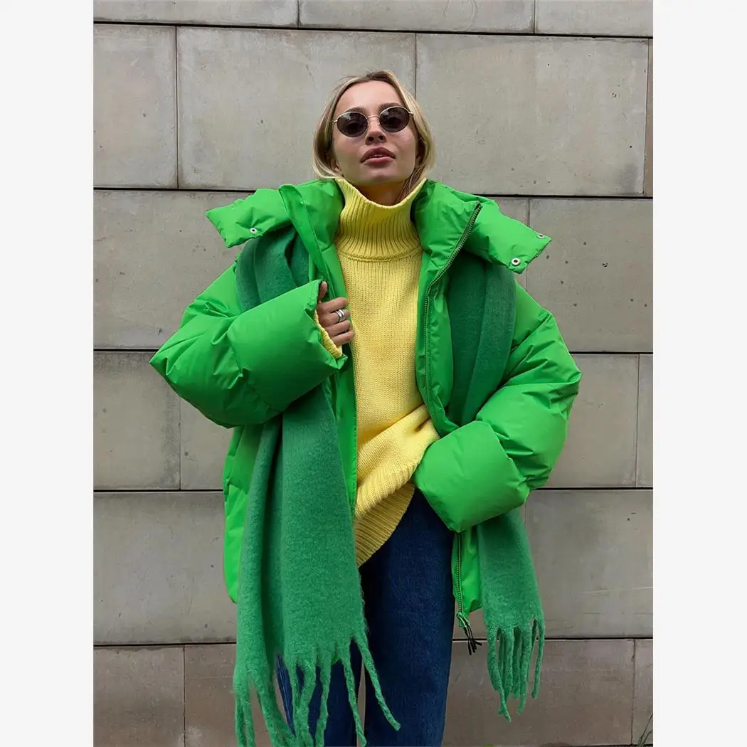 

Thiened Хлопковое теплое пальто, зимнее новое свободное пальто с воротником-стойкой и капюшоном, женское теплое пальто из полиэстера для поездок на работу