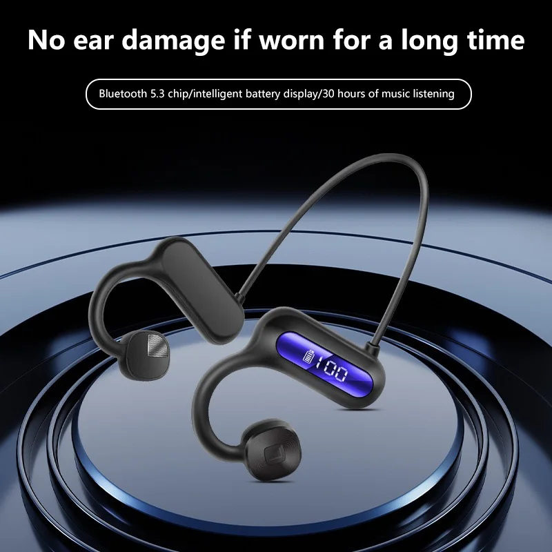 骨伝導ヘッドホン ワイヤレス Bluetooth 10M範囲 IPX3防水 スポーツ ランニング 電力表示 長時間バッテリー 2025