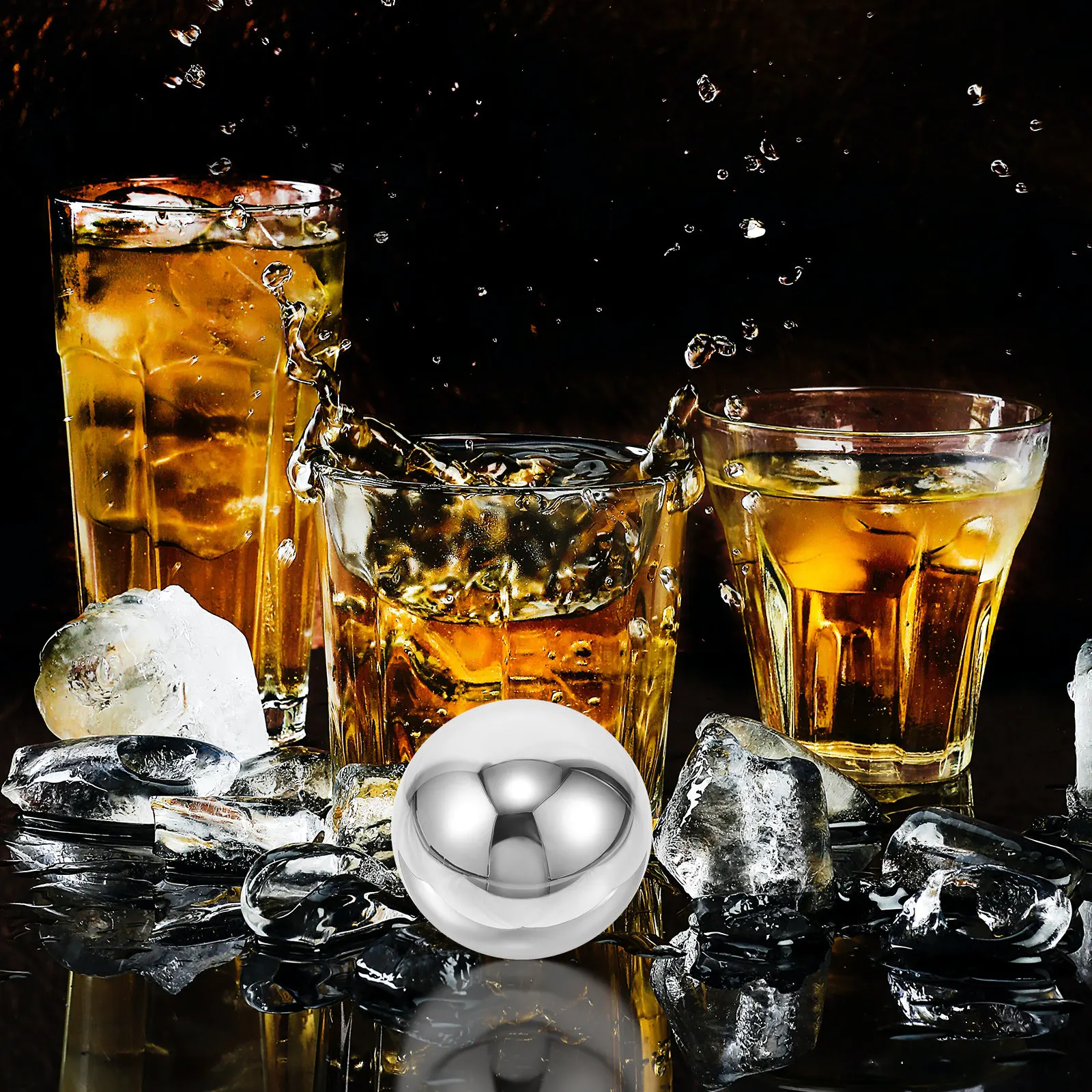 1Set Stainless Steel Cooling Balls Reusable Metal Spheres for Coffee Tea Wine Non-Melting Cold Stones Drink Chillers
