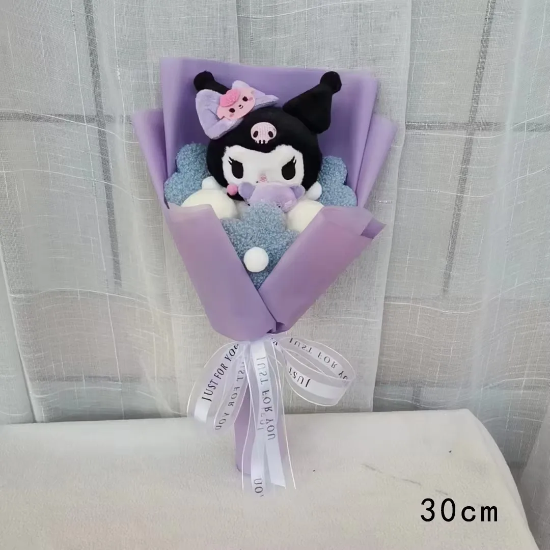 Anime Hello Kitty Kuromi Bouquet dessin animé cannelle poupées en peluche animaux en peluche saint valentin anniversaire remise des diplômes cadeau