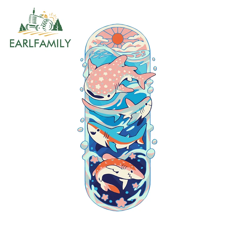 EARLFAMILY 13cm x 5.6cm Printing Fish Slap Car Stickers Cute Animal Sea Graphics Decals Creative Scratch-Proof Bumper Decor