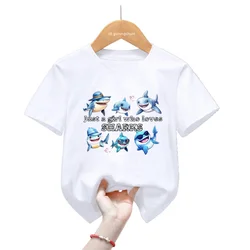 Cute Shark Graphic Print T Shirt For Girls/Boys Whale Starry Sky Tshirt Harajuku Kawaii Kids Clothes Summer Fashion T-Shirt