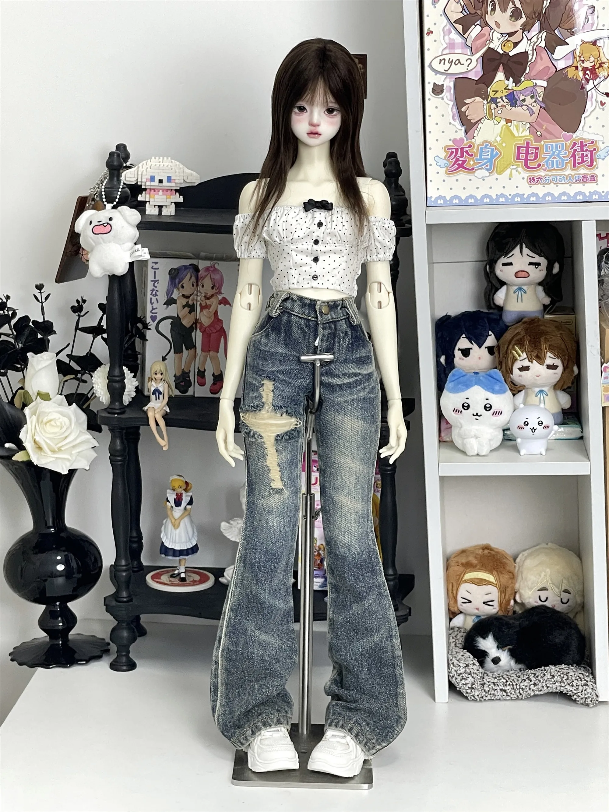 BJD Puppe Jeans Kleidung Blau Mädchen Spielzeug Elegante 1/3 1/4 Boot-cut Hosen Denim Serie Retro Waschen Micro Breite bein Puppe Zubehör – Detail 31