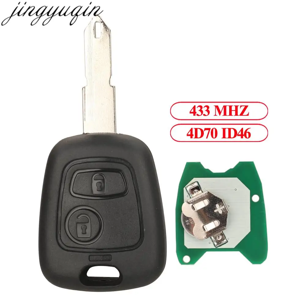 Jingyuqin Remote Car Key Alarm 433MHz 4D70 ID46 For Peugeot 107 Citroen C1 C3 Toyota Aygo 2005 2006 2007 2008 2009 2010-2014