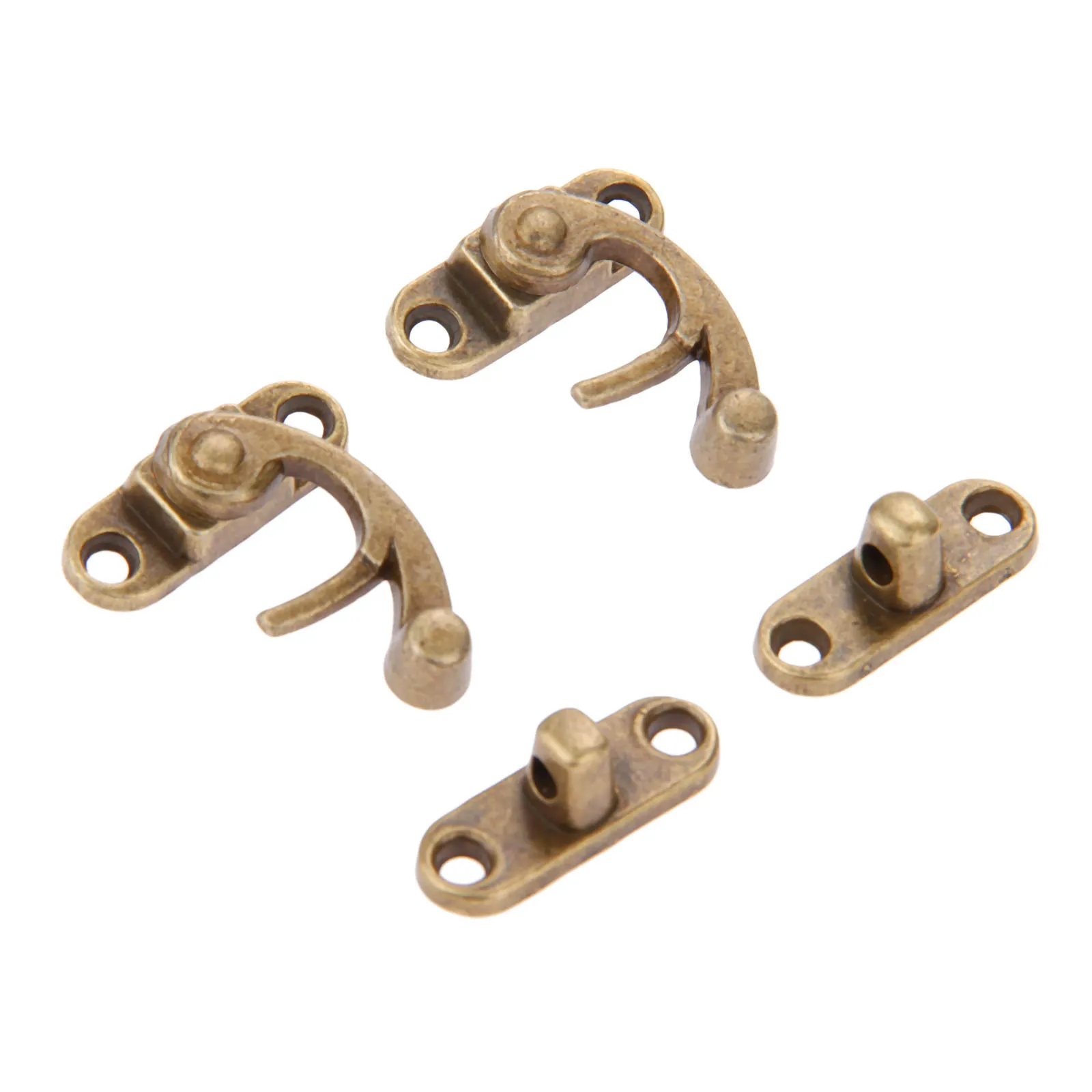 2Pcs 29x33mm Antique Bronze Horn Buckle Lock Decorative Latch Hasps Hook Wood Wine Jewelry Box Padlock