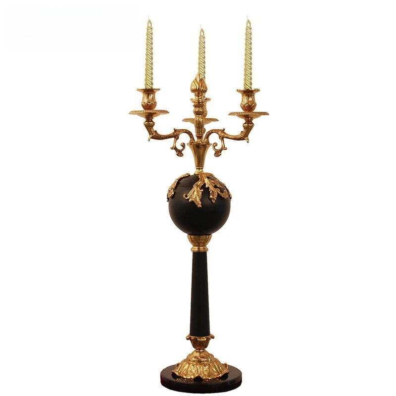 European and American French retro luxury high-end pure copper five-headed candlestick wedding restaurant decoration India impor
