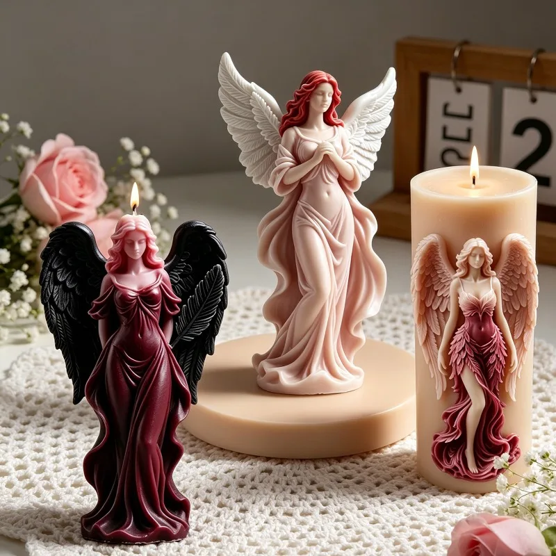2PCS Angel Nativity Scene Cylinder Molds Silicone Candle Mold-Silicone Resin Casting Molds for Candle-Resin-Soap Craft Supplies