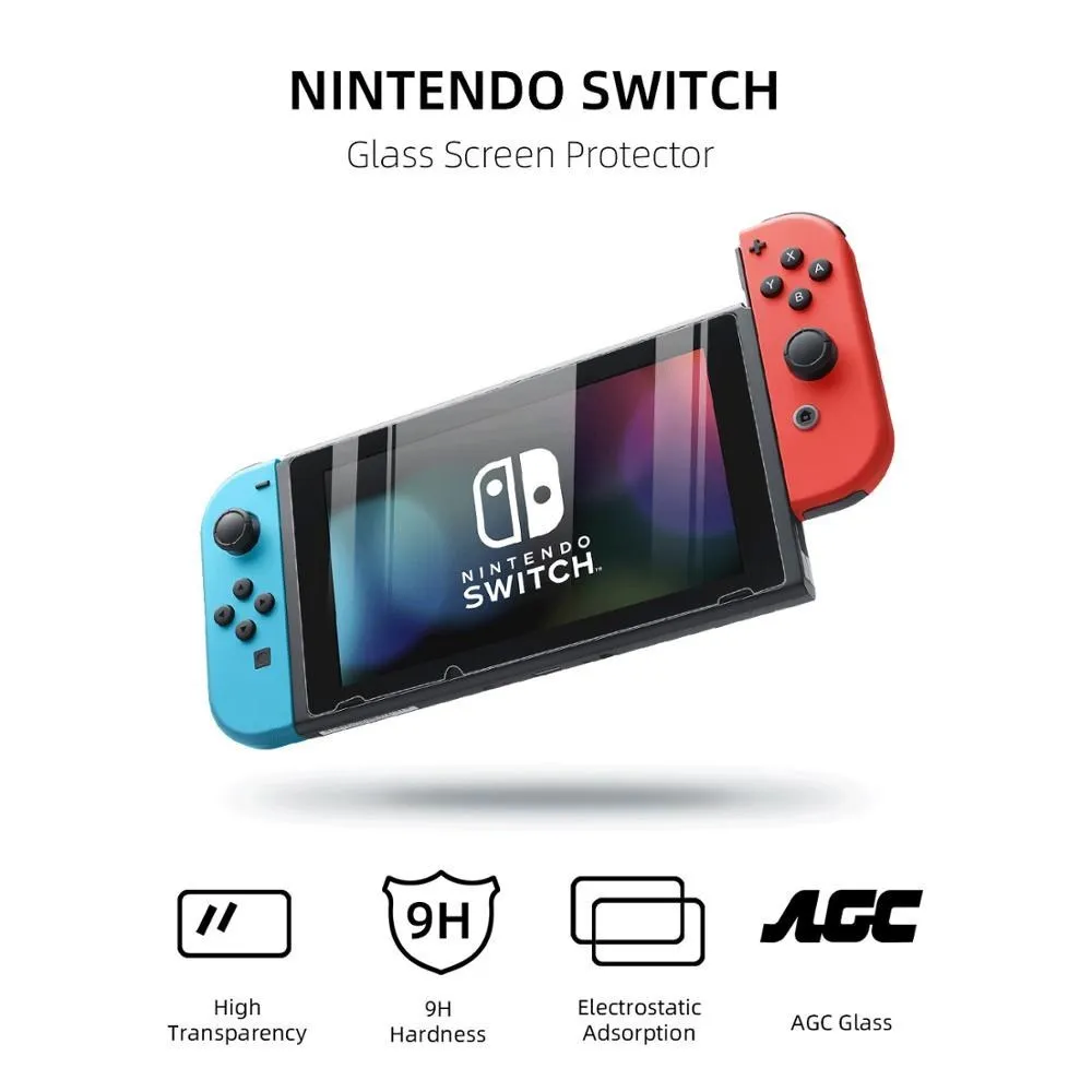 Geekshare Protective Tempered Glass for Nintendo Switch HD Screen 0.2mm Thin NS Premium Tempered Film NS Accessories