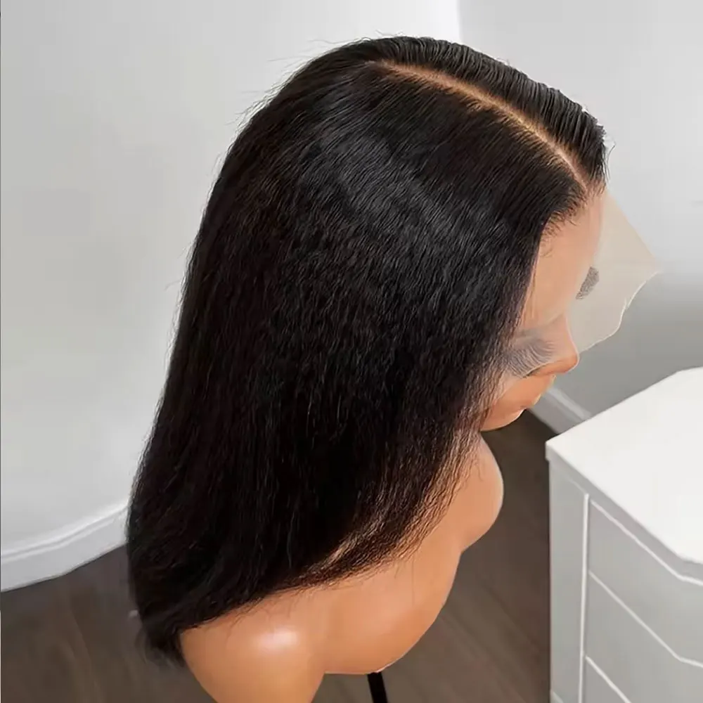 

40 Inch 250% Density Kinky Straight Lace Front Wigs Made from Human Hair Featuring a Yaki Straight 13X4 HD Lace Front Ideal for Women This Glueless Frontal Wig For Women