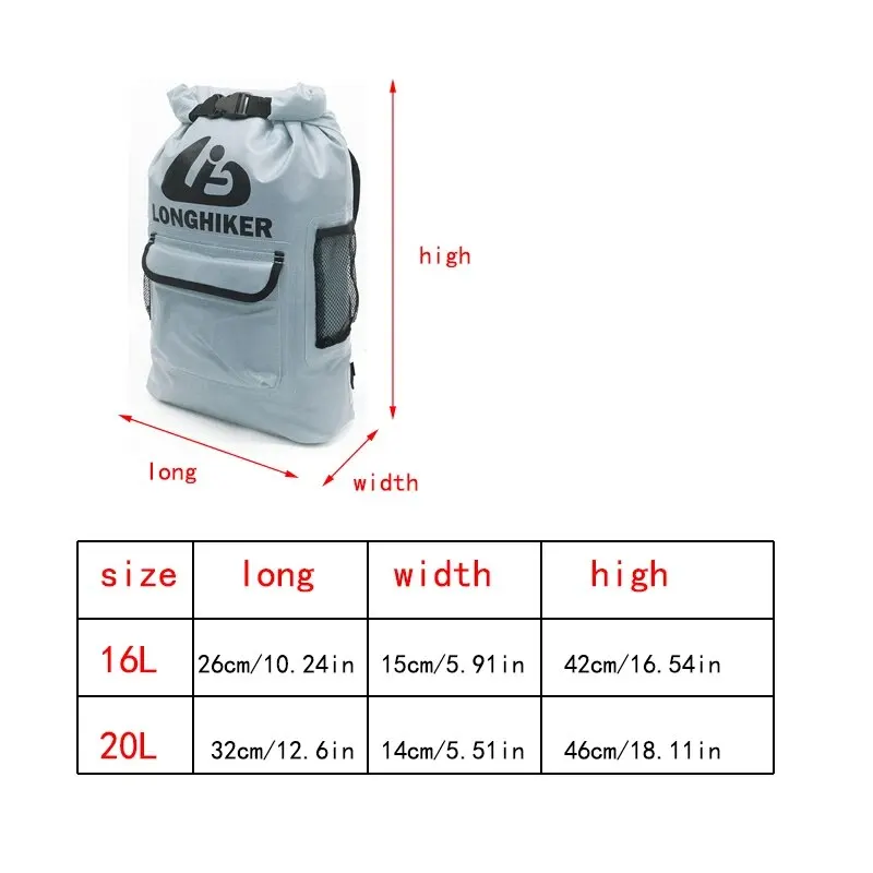 Longhiker-ダイビング、ラフティング用の防水バックパック、屋外ビーチの観光、シュノーケリング、水泳、サーフィン、釣り