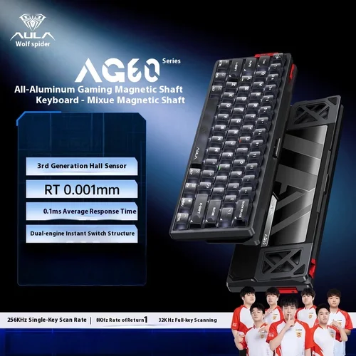 Imagen 1 del producto Aula AG60 Teclado mecánico para jugar con cable Eje magnético de alto rendimiento de aluminio completo personalizable para juegos Esports y FPS