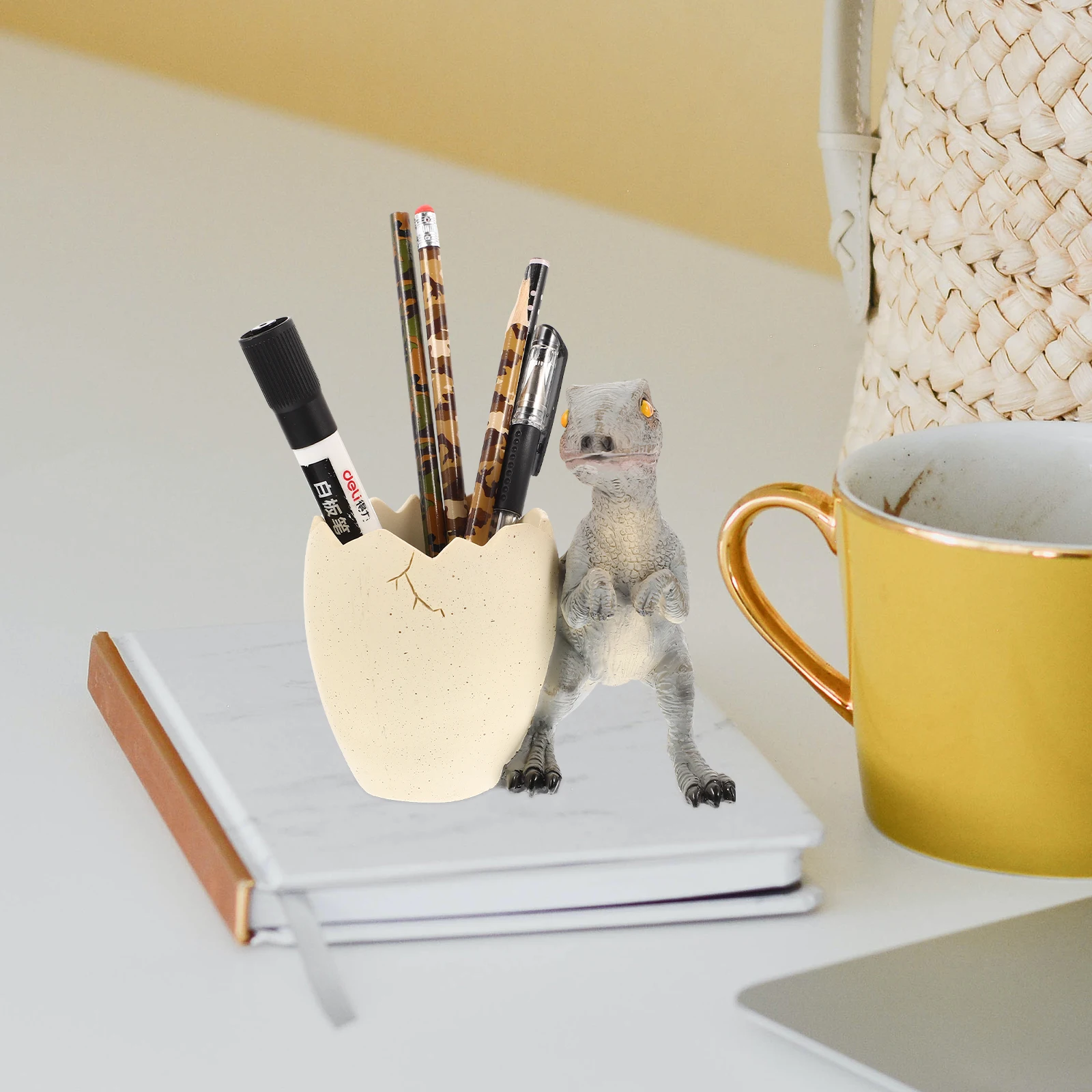 

Dinosaur Pen Holder Resin Material Desk ganizer Stationery Storage Shelf Pencil Container Pen Box Desktop Storage