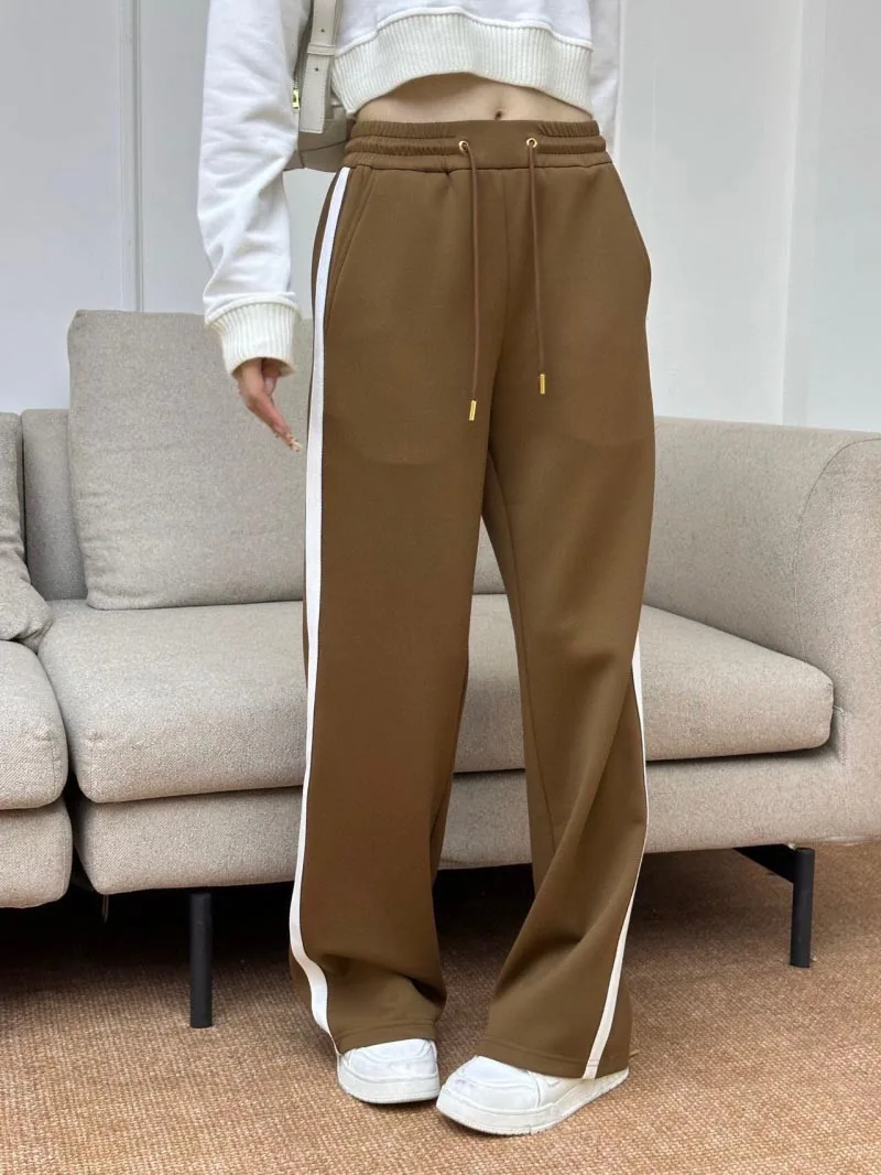 

2024 Autumn/Winter New Women's Pants Fashionable and Exquisite Sports Style Loose and Skinny Drawstring Straight Leg Pants