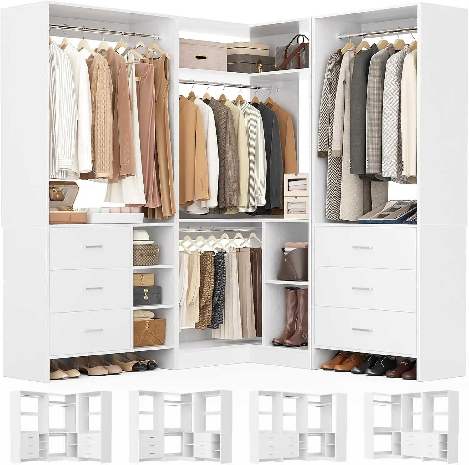 Closet System with 3 Sets, 86.8