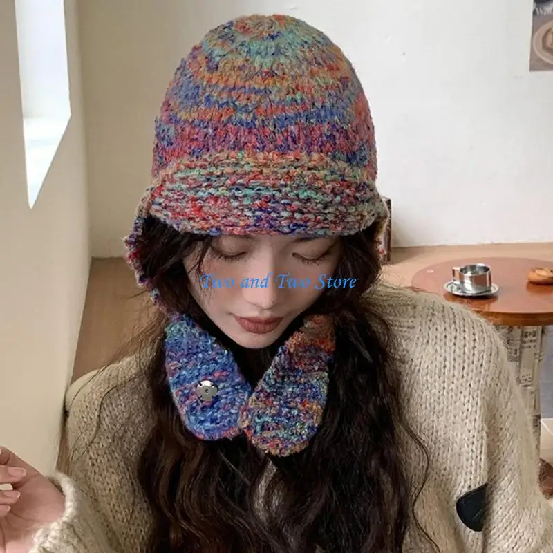 

HX6F Knitted Beanie Hat Windproof Winter Cap Pullover Fisherman Hat Female Favor Gift