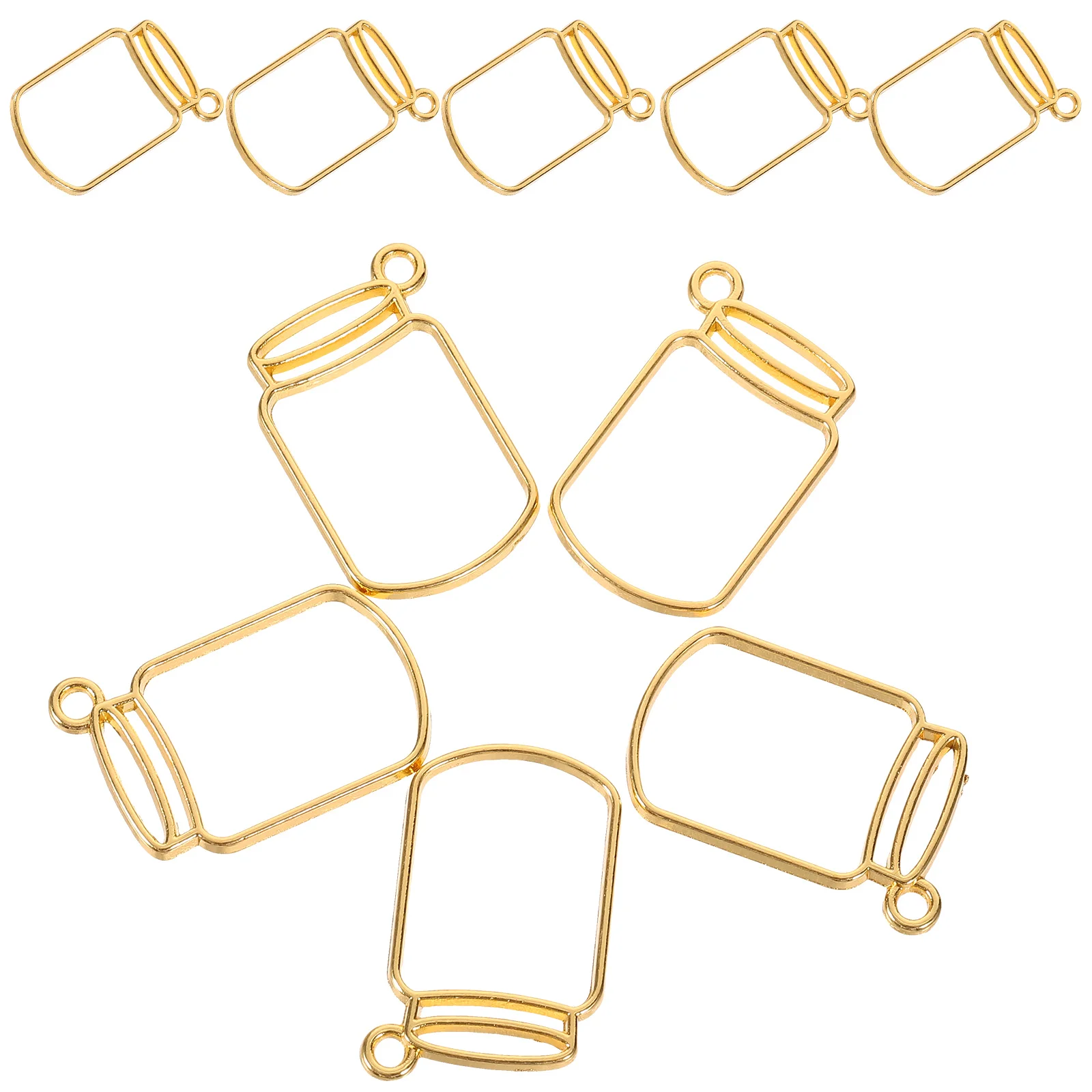 

50pcs Metal Bezel Pendants Mini Drift Bottle Frames UV Crystal Glue for DIY Jewelry Making Accessories imitation Gold Photo