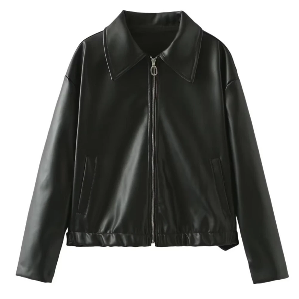 Women Casual Outerwear Jacket with Long Sleeve Thick Lapel and Zipper for Autumn Winter Streetwear Ladies Tops Daily Wear