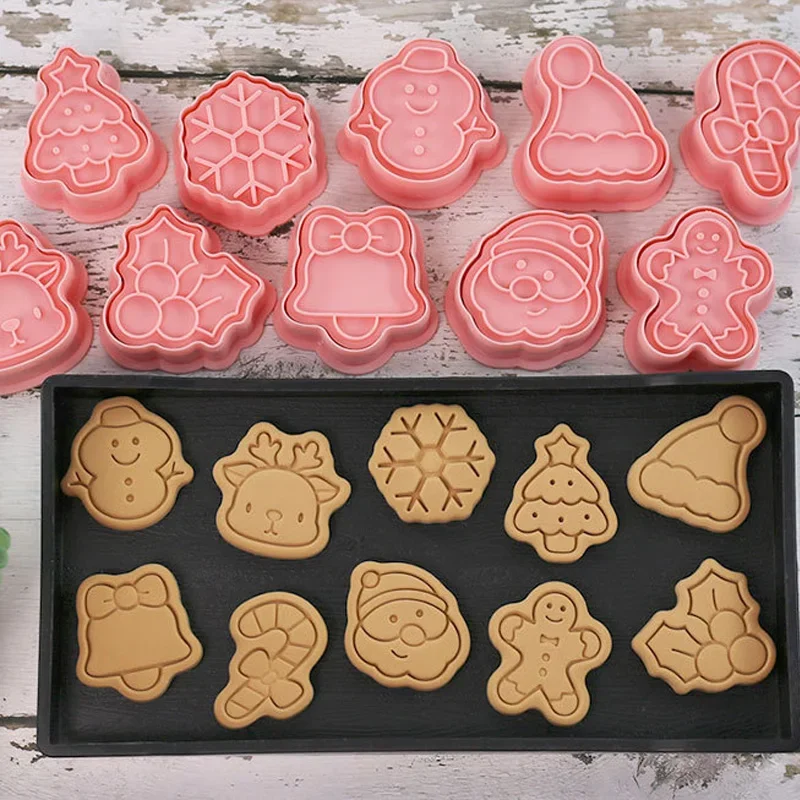 Christmas Cookie Mold Cartoon Santa Gingerbread Man Christmas Tree Cookie Cutting Die Baking Mold Fondant Cake Decorating Tools