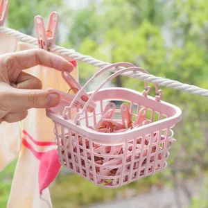 30Pcs Plastik Pakaian Pasak Laundry Jepitan Pakaian Pin Penyimpanan Organizer Selimut Handuk Klip Musim Semi dengan Keranjang Cabides Gantungan 12 pasak penjualan terbaik - №