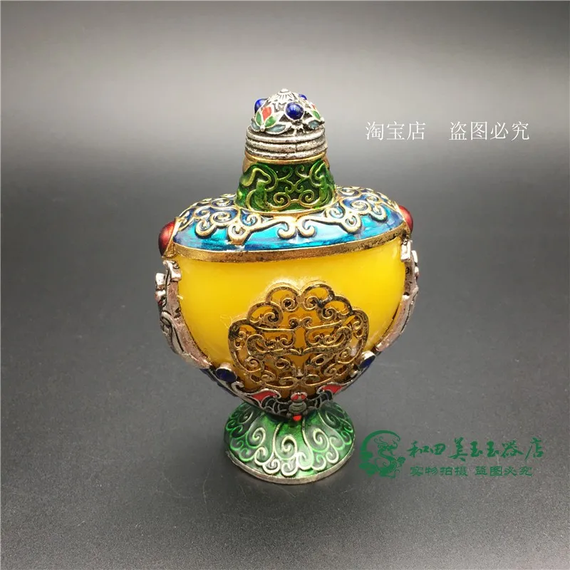 

Copper openwork pure carving snuff bottle home decoration craft antique decoration