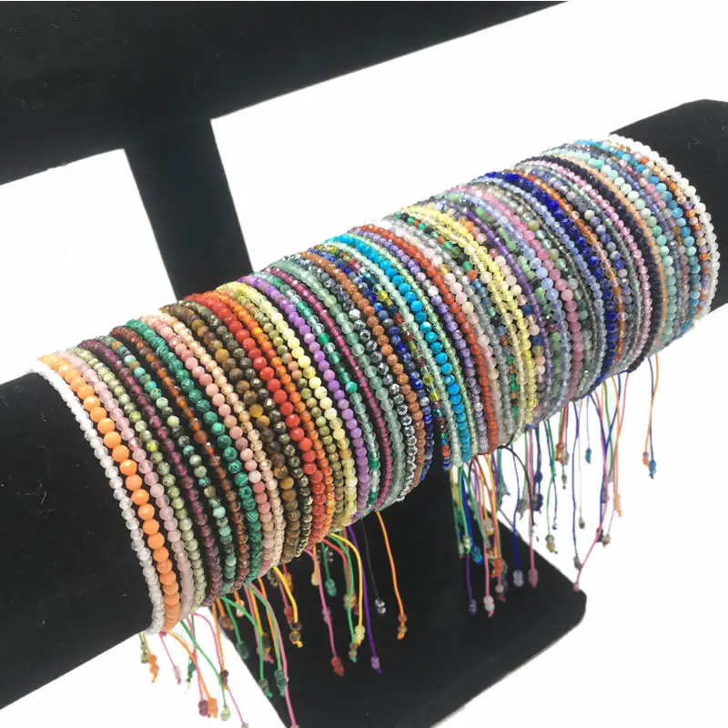 

2-3mm New Natural Stone Beads Cordierite Fluorite Garnet Bracelet Choke Ring Men's and Women's Handmade Luxury Party Jewelry