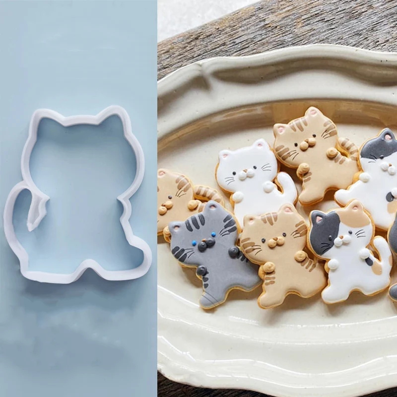 Cartoon Kitten Cat Shaped Biscuit Mold Animal Cookie Cutting Die Cake Decorating Tool Birthday Baking Accessories Kitchen Gadget