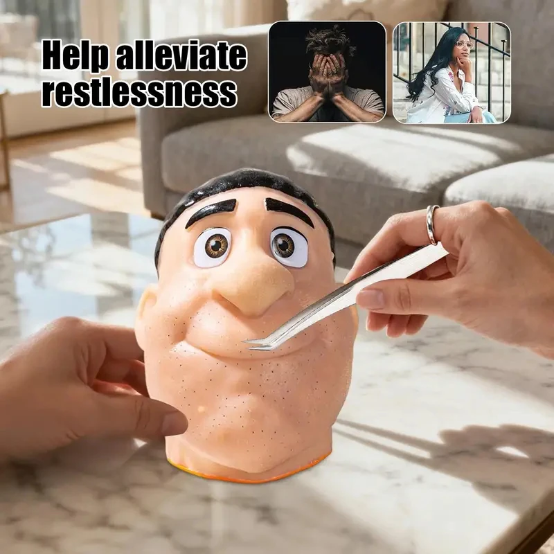 Realistic Silicone Face Pimple Popping Fidget Toy, Funny Blackhead Remover Sensory Activity, Stress Relief Squeezing Game