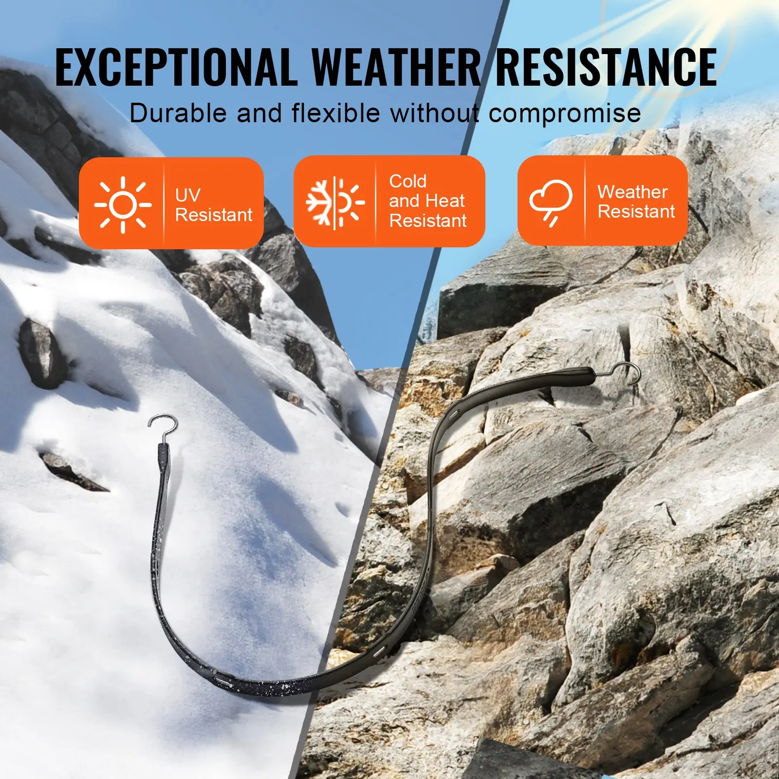 4本のフラットバンジーコードセット20mm高耐久バンジーストラップ、Sフック付き