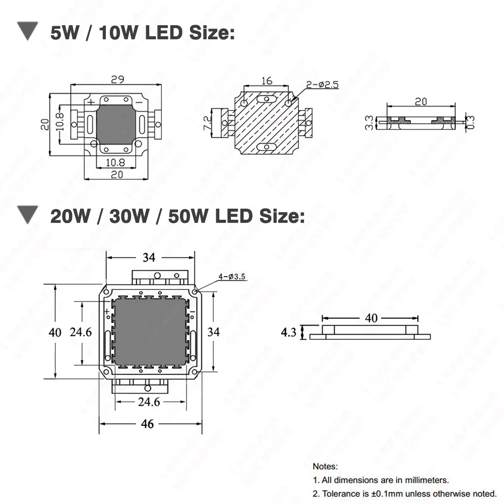 12V 24V LED COB Chip 10W 20W 30W 50W Warm Natural White Red Green Blue Yellow No Need Driver For 10 20 30 50 W Watt Light Beads