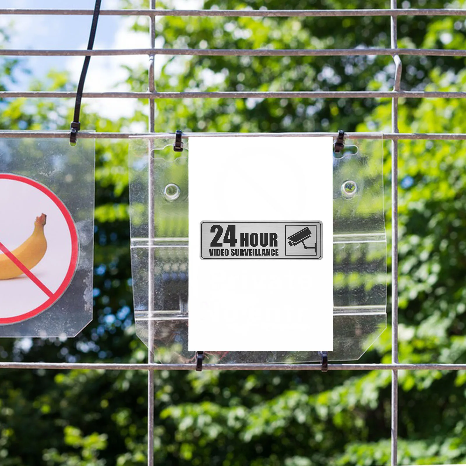 

2 Sheets PVC Self-Adhesive Security Camera Sticker for Office Business Areas 24-Hour Video Monitoring Warning Sign for Doors