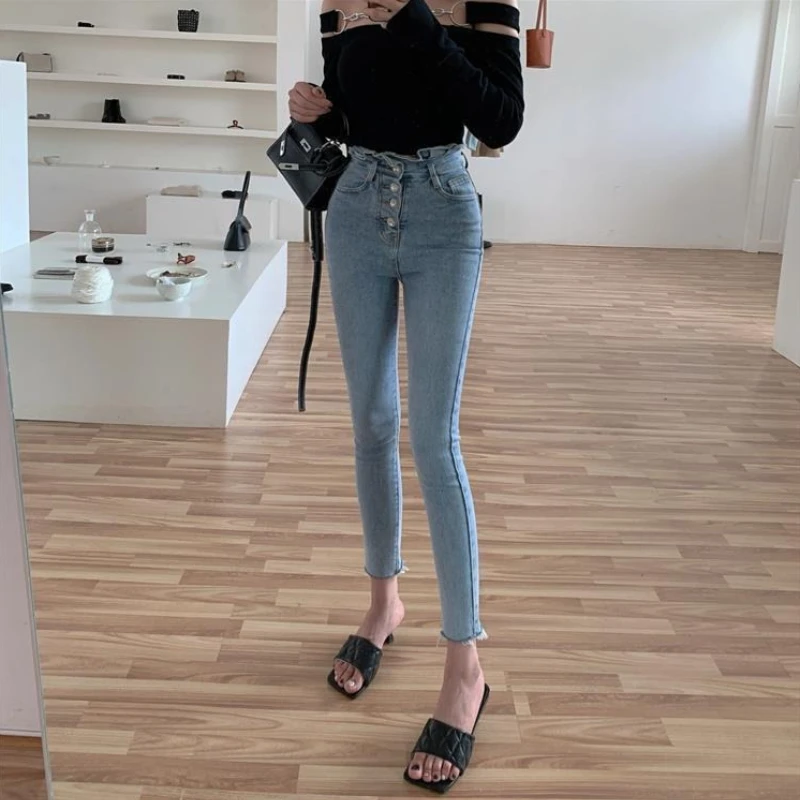 Women's 2026 High Waist Skinny Jeans Light Color Thin Elastic Figure Flattering Cropped Ankle Length Comfortable Summer Denim