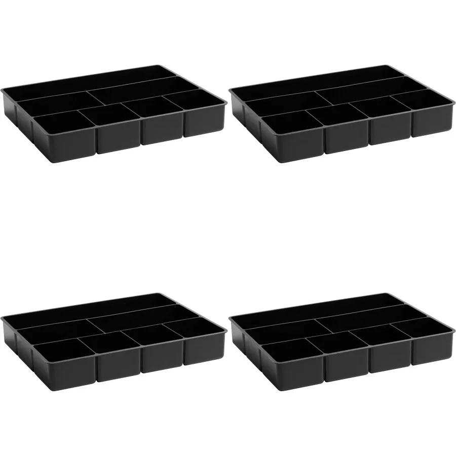 

Extra Deep Desk Drawer Organizer Tray with Adjustable Dividers 11.875 x 15 x 2.5 Inches Black Ideal for Office Workspace Home S