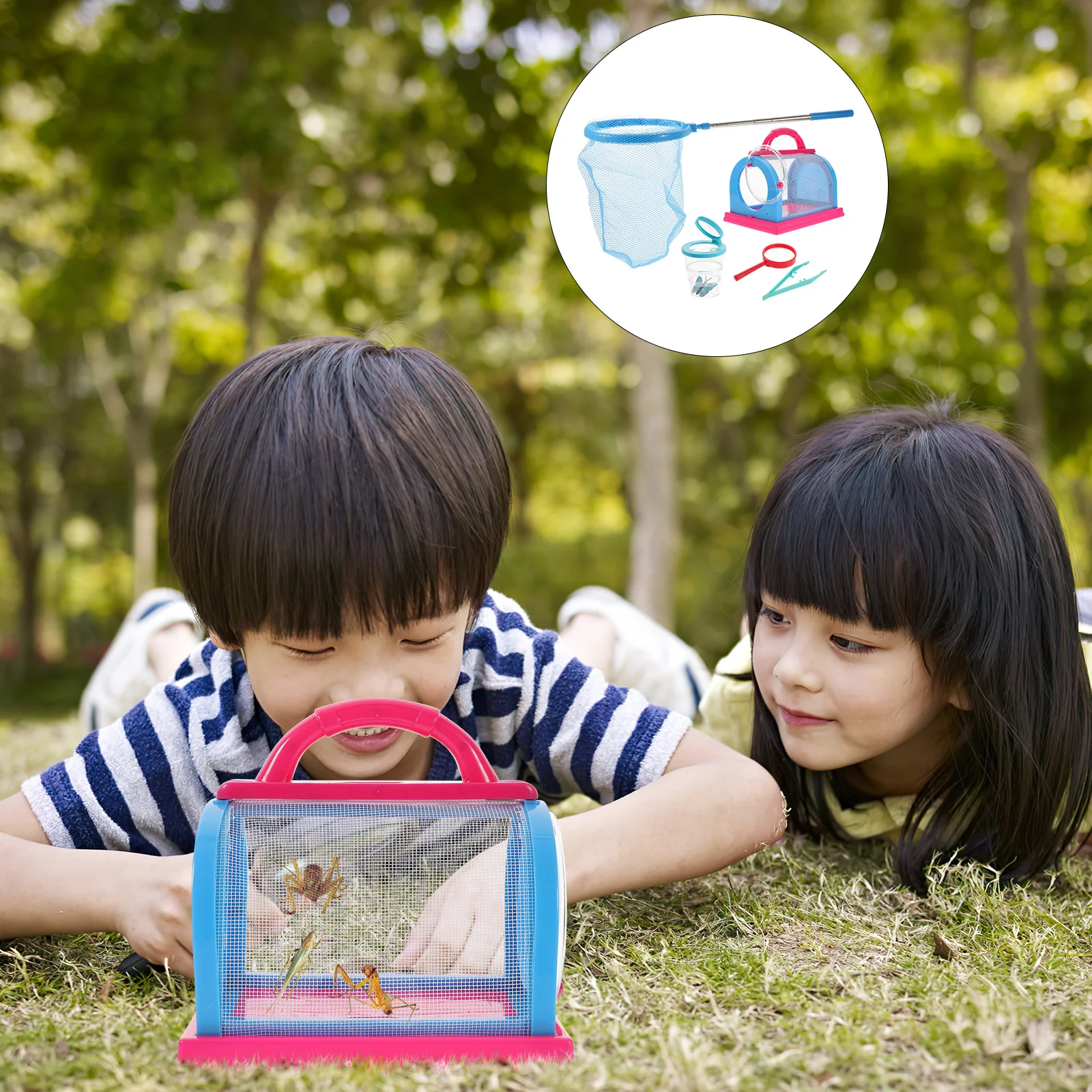 1 conjunto kit para crianças coletor de insetos gaiola lupa coleção conjunto de captura observação da natureza