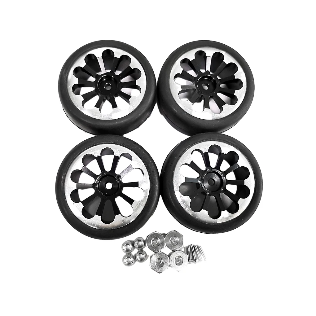 

4pcs Plastic Wheel Rims Tyre Wheel Rim Wheel Hubs Tires for WPL D12 1/10 RC Car Upgrade Part