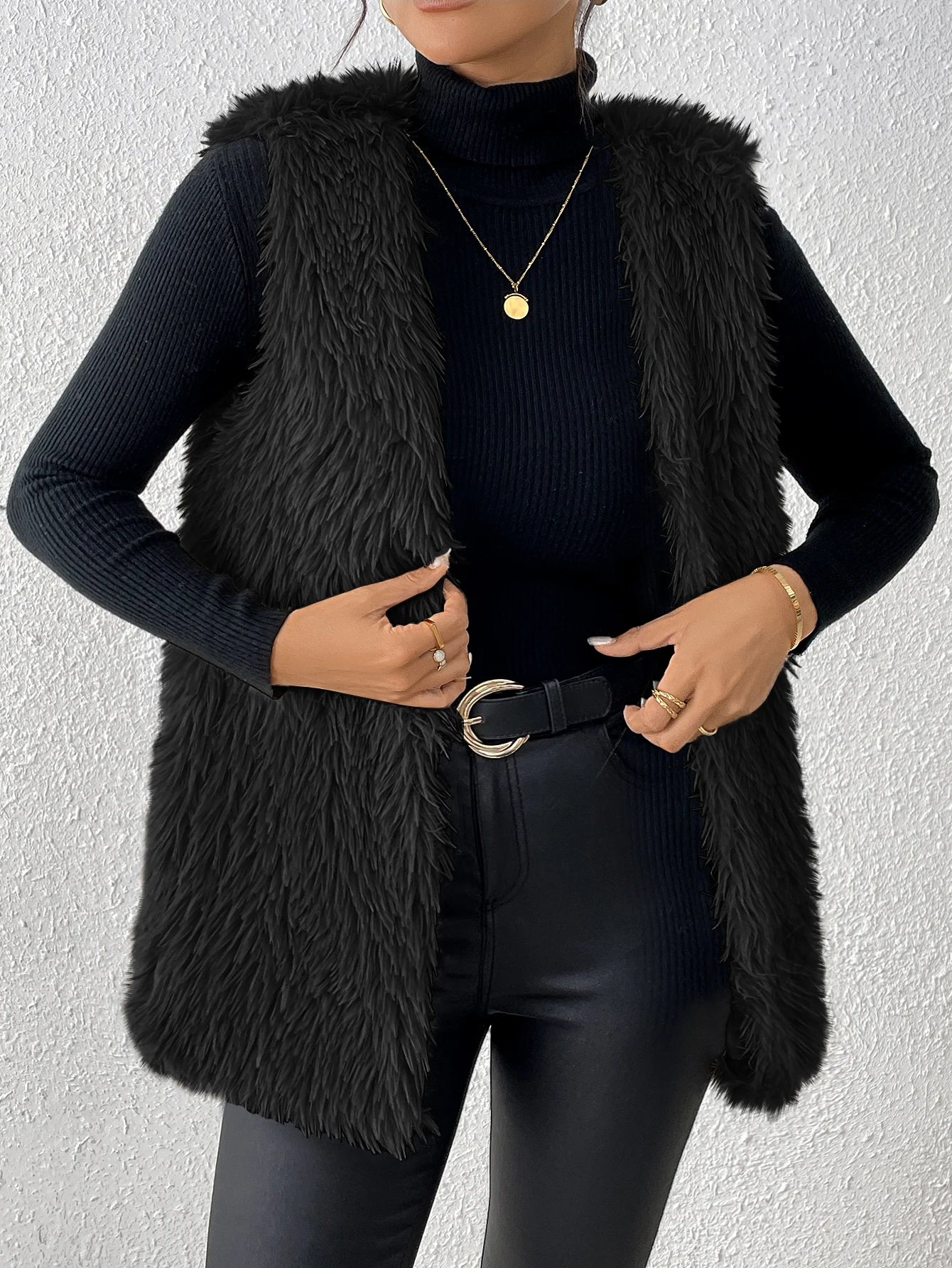 Autumn and Winter Women's Jacket Fashionable Casual Solid Color Warm Plush Plush Vest Jacket Women's Vest