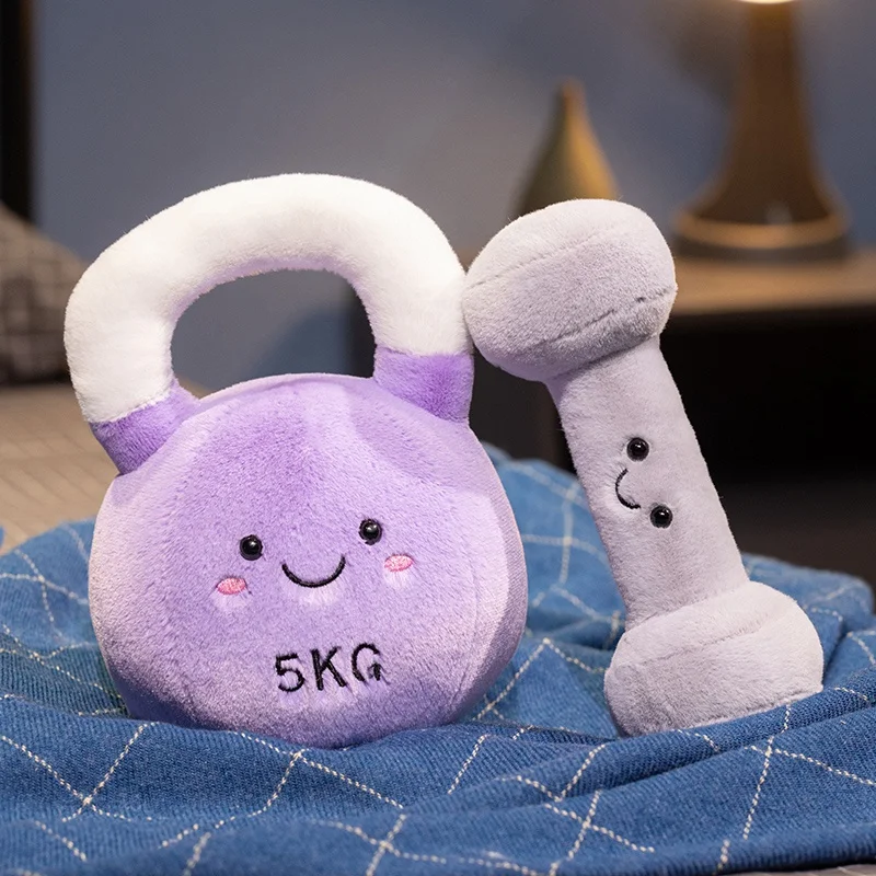 Simulation Fitness Equipment Plush Toy Kettlebell Dumbbell Stuffed Doll Kawaii Room Decor Birthday Xmas Gifts for Kids