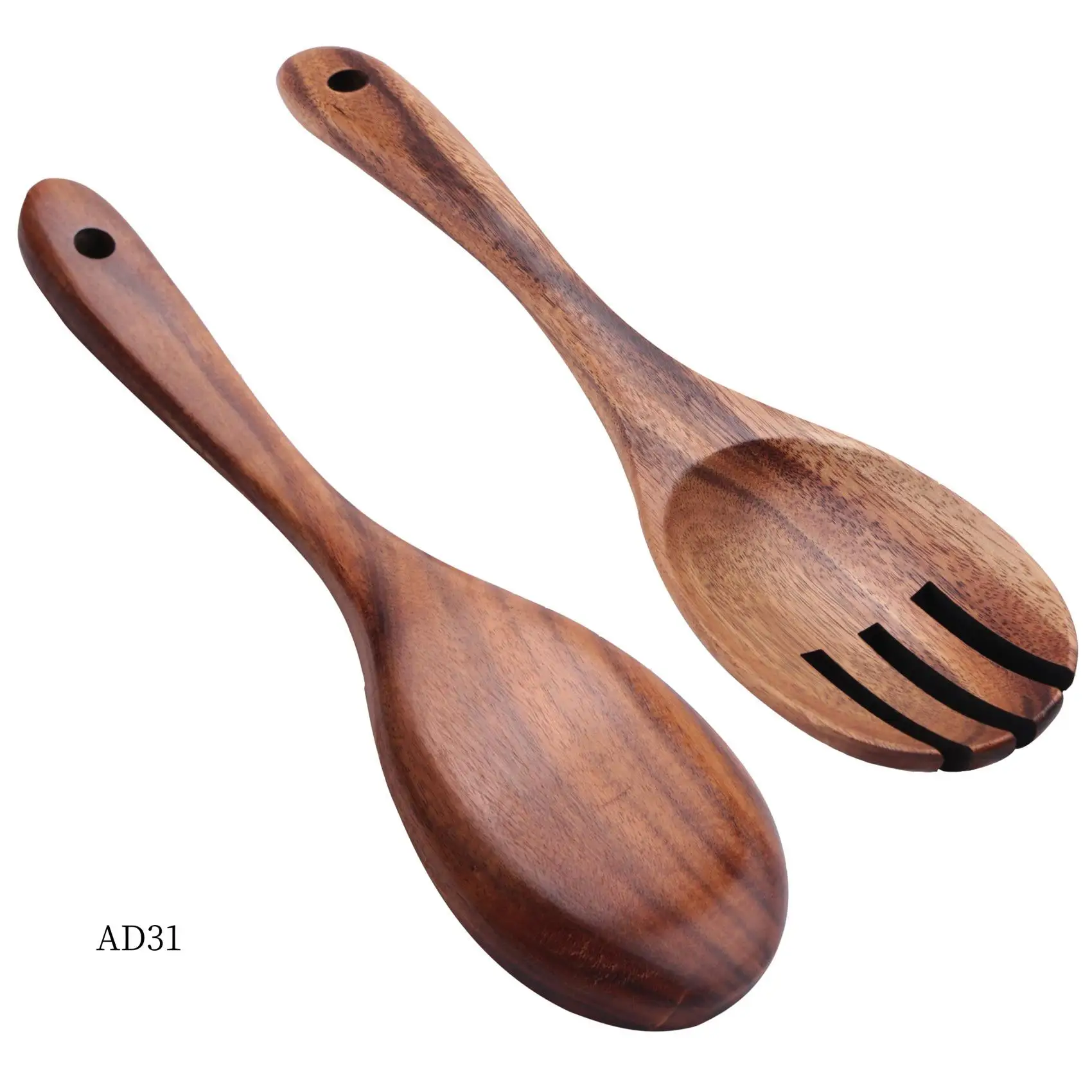 

New-Wood Acacia Salad Servers For Nonstick Cookware Kitchen Wooden Baking Salad Making Server,2 Pieces