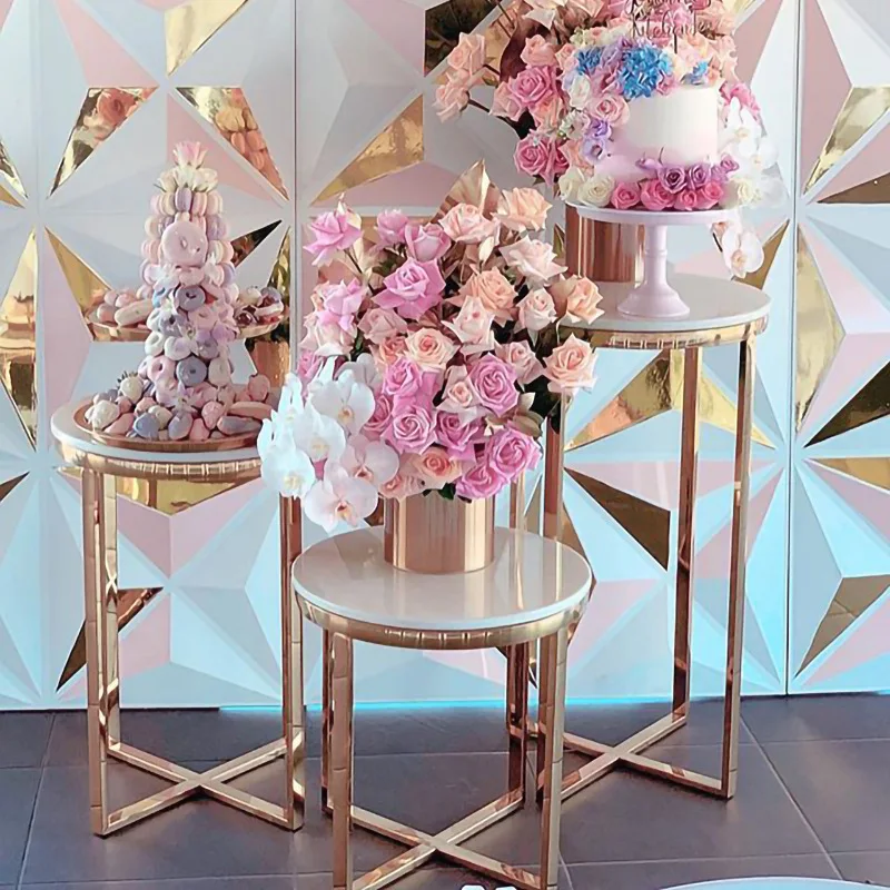 Round table electroplated gold disassembly and assembly cake table disassembly and assembly packaging is small in size
