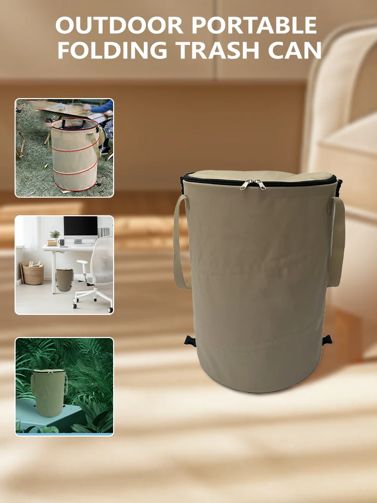 

Outdoor camping Trash Can LightweightCollapsible Oxford cloth Storage RoundBin Self-drive Barbecue Portable CarTrash Bin