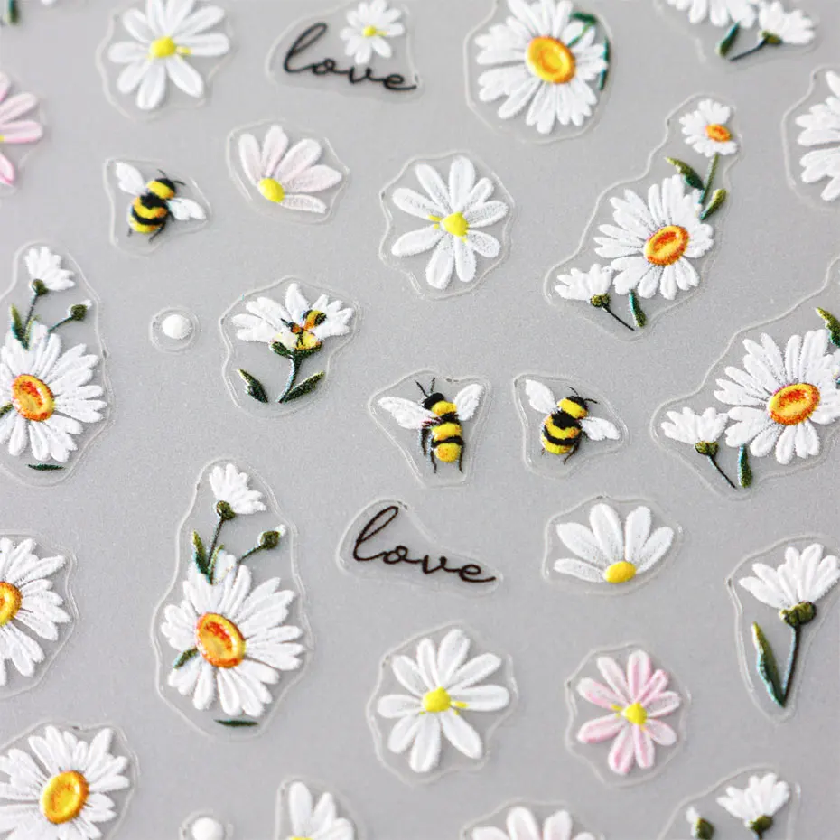 Autocollants pour ongles 5D en relief, décalcomanies à motif de CÔTÉ cinelle, pétales de fleurs, breloques adhésives, décor de curseur de manucure, 2 pièces