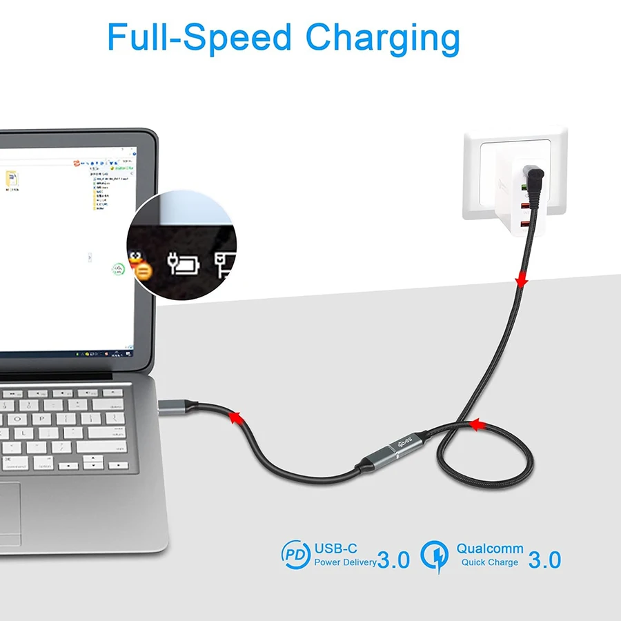 90 Degree USB C Male to Female Extension Cable USB3.1 Gen2 Up Down Angle Type-C 10Gbps Data 4K@60Hz Display PD100W Charging Cord