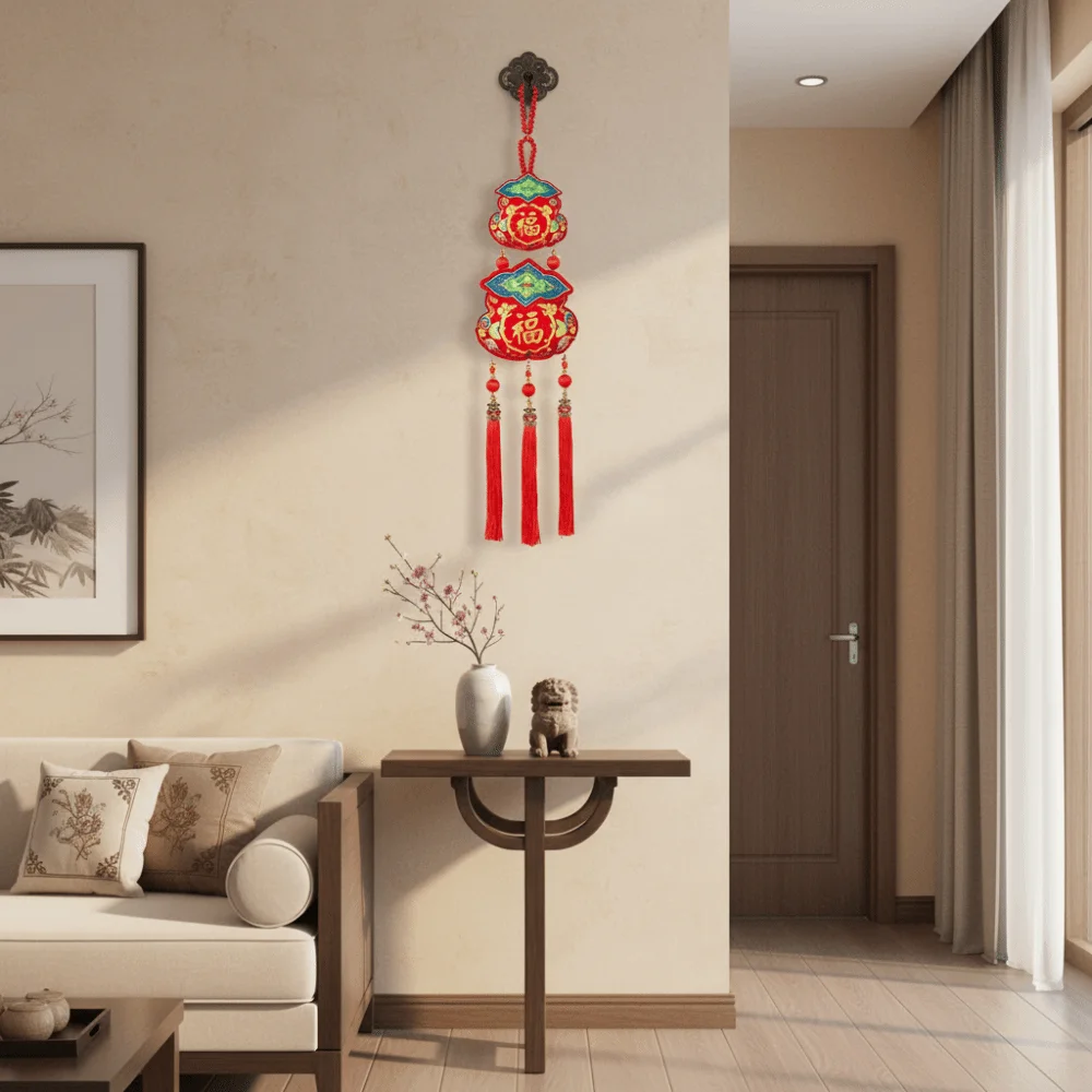 

Traditional New Year Hanging Pendant Cartoon Wooden Bead Lanyard Horse Year Desktop Ornament Handmade with Bells